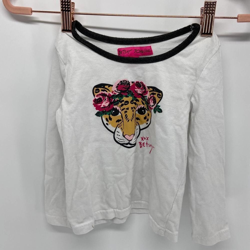 Betsey Johnson Girls Flower Crown Leopard long sleeve  T-shirt girls 5